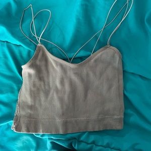 ribbed crop top with lace back
